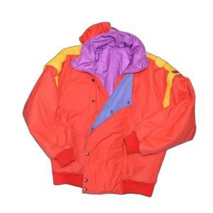Henri Duvillard Vintage Puffer Colorblock 1980s 80s Ski Snow Jacket France XL